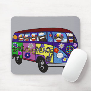Sock Monkey Peace Bus  Mouse Pad