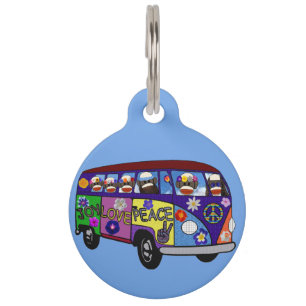 Sock Monkey Peace Bus Pet i.d. tag