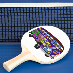 Sock Monkey Peace Bus Ping Pong Paddle