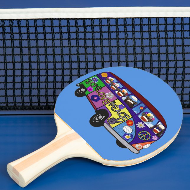 Sock Monkey Peace Bus  Ping Pong Paddle (Insitu)