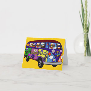 Sock Monkey Peace Bus Thank You Card