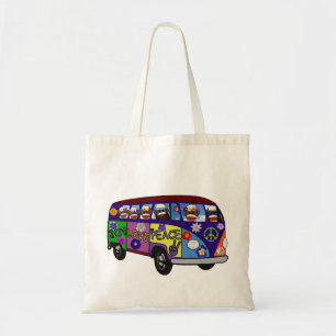 Sock Monkey Peace Bus Tote Bag