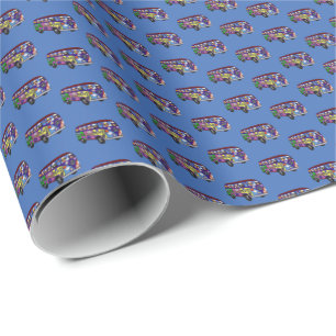Sock Monkey Peace Bus  Wrapping Paper