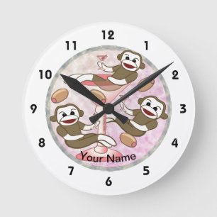 Sock Monkey Pink Martini Clock