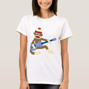 Sock Monkey Playing Blue Guitar T-Shirt