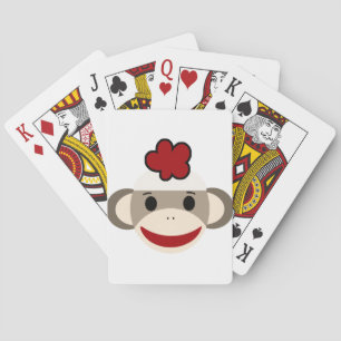 sock monkey playing cards