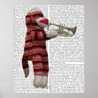 Sock Monkey Playing Trumpet