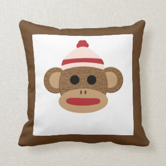Sock Monkey Polyester Throw Pillow 16" x 16"