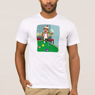 Sock Monkey Pool Billiards Player T-Shirt