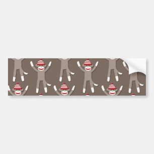 Sock Monkey Print Bumper Sticker