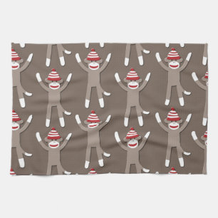 Sock Monkey Print Tea Towel