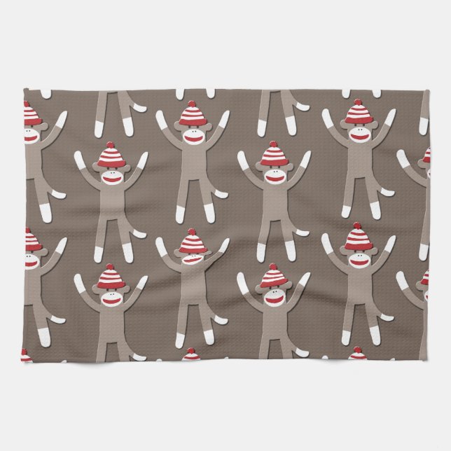 Sock Monkey Print Tea Towel (Horizontal)