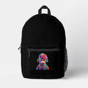 Sock Monkey Printed Backpack