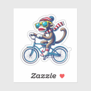 Sock Monkey Riding Bike
