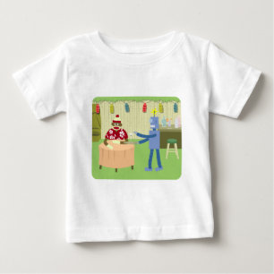 Sock Monkey Robot Waiter Baby T-Shirt