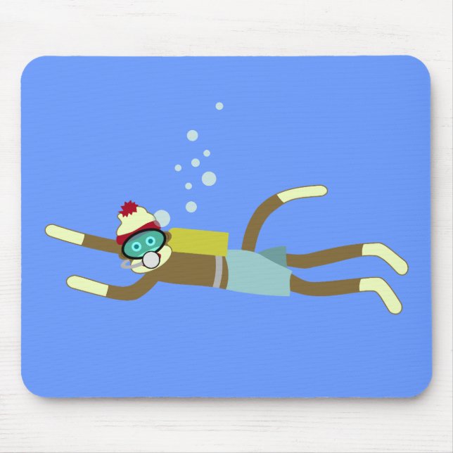 Sock Monkey Scuba Diver Mouse Pad (Front)