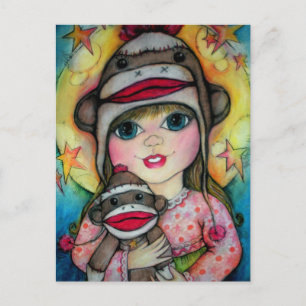 Sock Monkey See, Monkey Do Design Postcard