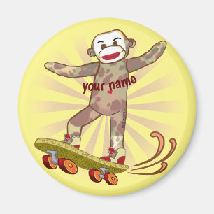 Sock Monkey Skater magnet
