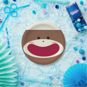 Sock Monkey Smile(Boy) Paper Plate