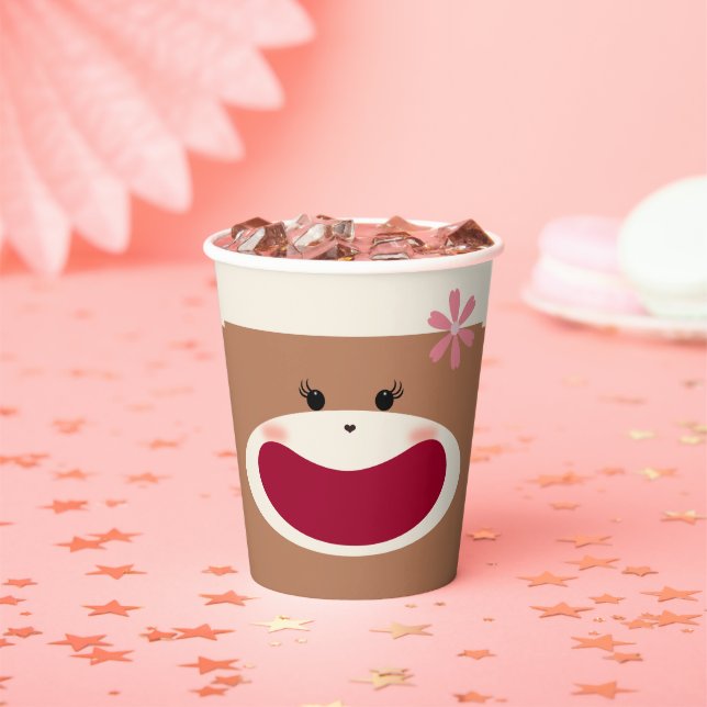 Sock Monkey Smile(Girl)  Paper Cups (Insitu)