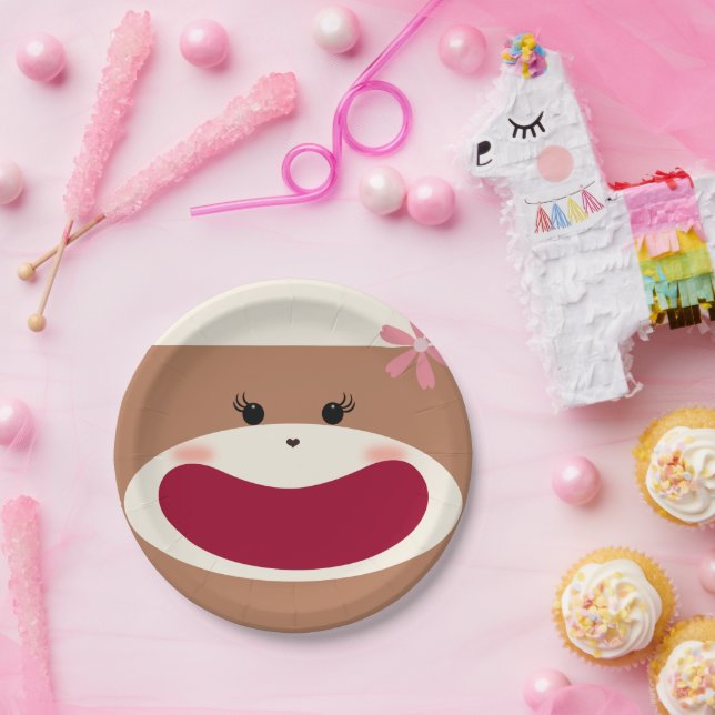 Sock Monkey Smile(Girl)  Paper Plate (Party)