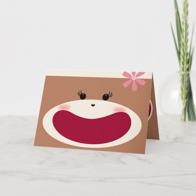 Sock Monkey Smile(Girl)  Thank You Card (Front)