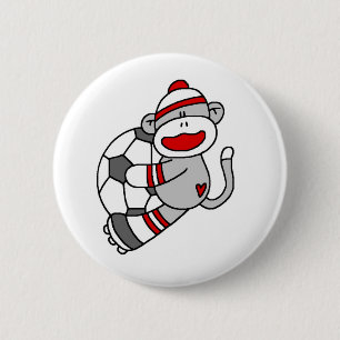 Sock Monkey Soccer 6 Cm Round Badge