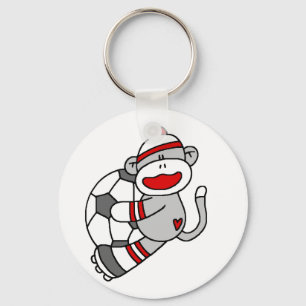 Sock Monkey Soccer T shirts and Gifts Key Ring