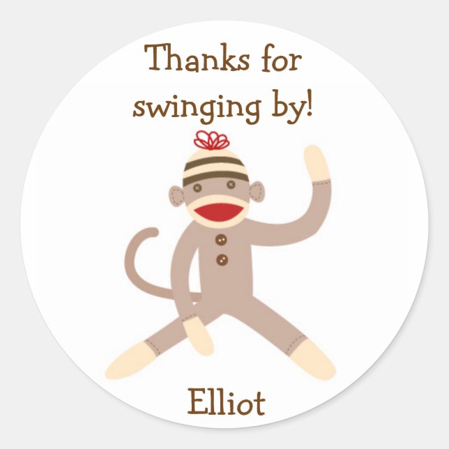 Sock Monkey Stickers Label (Front)