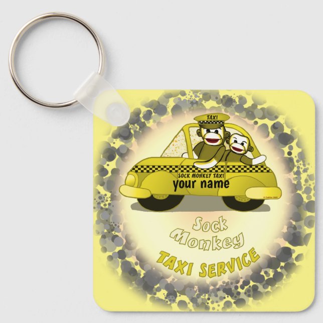 Sock Monkey Taxi  keychain (Front)