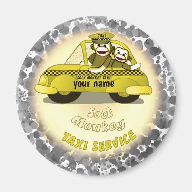 Sock Monkey Taxi magnet  (Front)