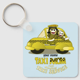 Sock Monkey Taxi Mum  Key Ring