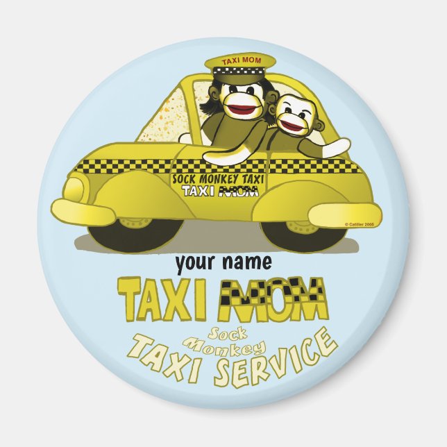 Sock Monkey Taxi Mum  Magnet (Front)