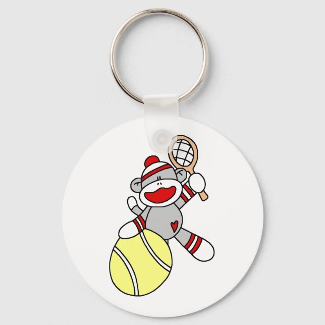 Sock Monkey Tennis Key Ring (Front)