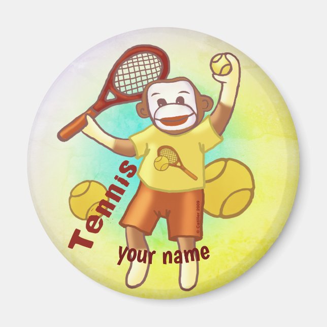 Sock Monkey Tennis magnet (Front)