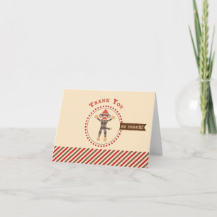 Sock Monkey Thank You Card