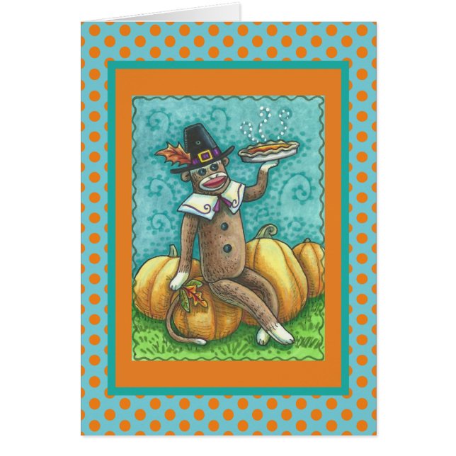 SOCK MONKEY THANKSGIVING GREETING CARD Verse (Front)