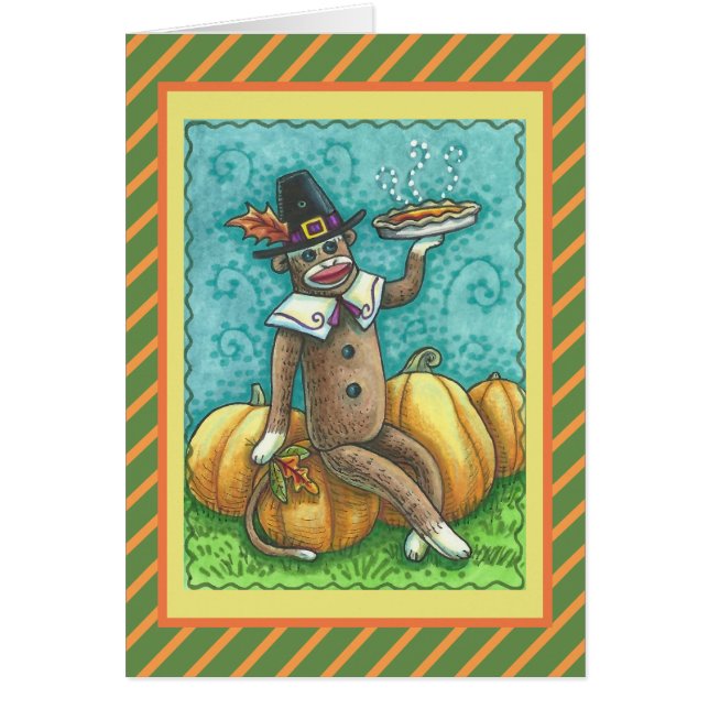 SOCK MONKEY THANKSGIVING GREETING CARD Verse (Front)