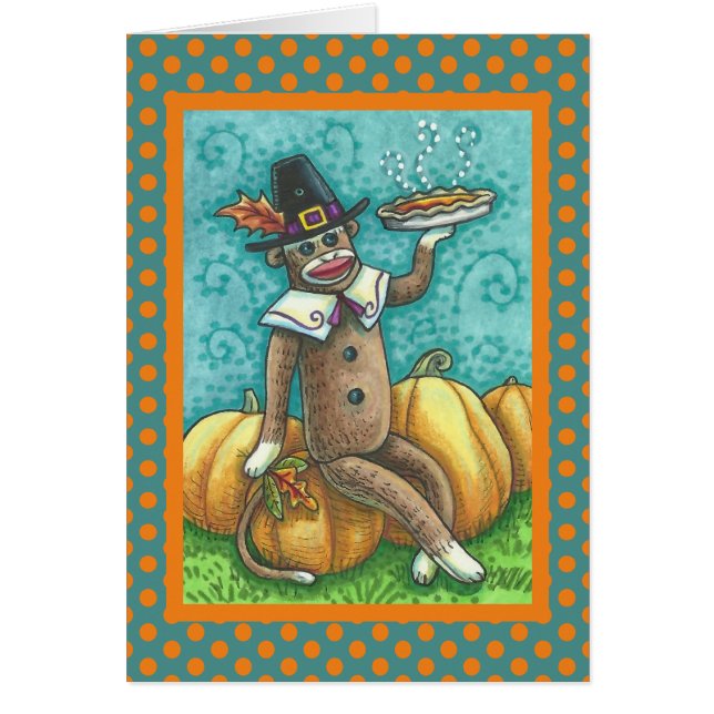 SOCK MONKEY THANKSGIVING GREETING CARD Verse (Front)