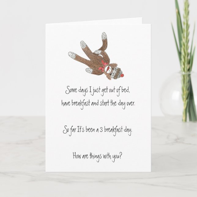 Sock Monkey Thinking of You Card (Front)