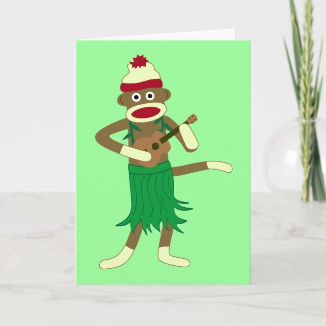 Sock Monkey Ukulele Card (Front)