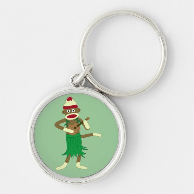 Sock Monkey Ukulele Key Ring (Front)