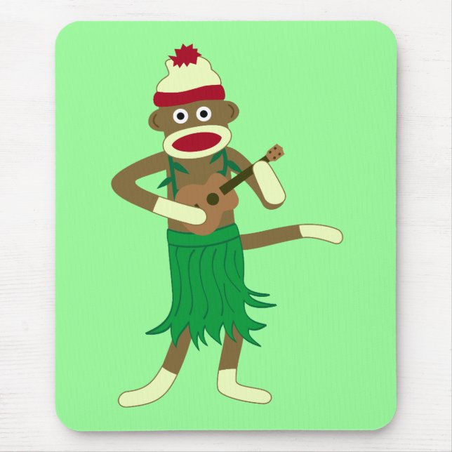 Sock Monkey Ukulele Mouse Pad (Front)