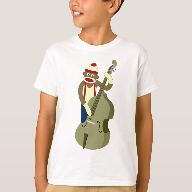 Sock Monkey Upright Bass Player T-Shirt (Front)