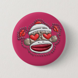 Sock Monkey Valentine Merchandise 6 Cm Round Badge