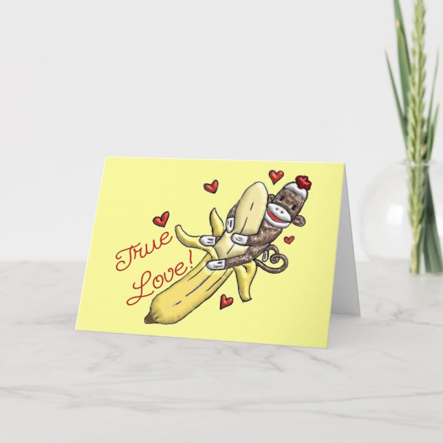 Sock Monkey Valentine Merchandise Holiday Card (Front)