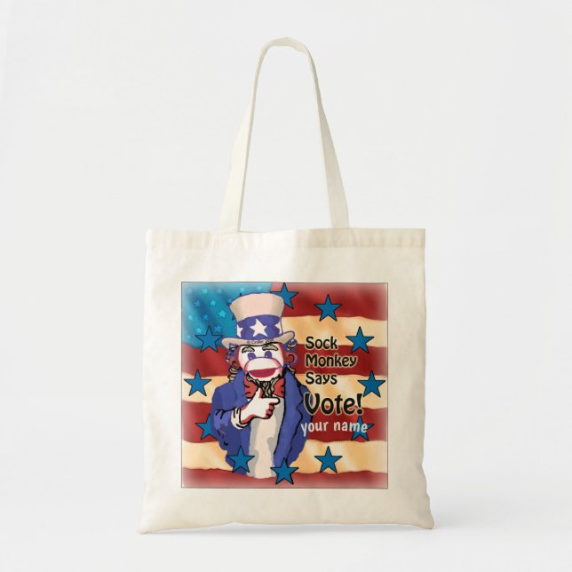 Sock Monkey Vote  tote bag (Front)