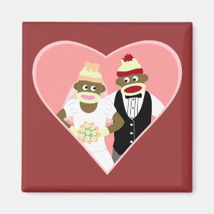 Sock Monkey Wedding Magnet