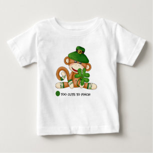 Sock Monkey with Shamrock St. Patrick's Day  Baby T-Shirt