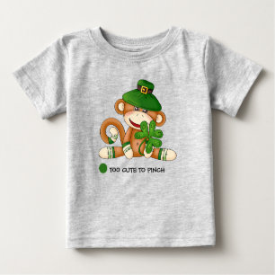 Sock Monkey with Shamrock St. Patrick's Day Baby T-Shirt